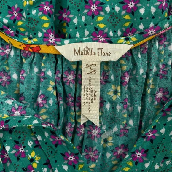 Matilda Jane Turquoise Geometric Age of Aquarius Peasant Dress Size L - Picture 10 of 11